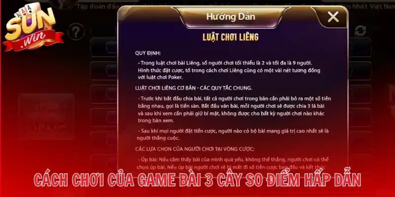 Cách chơi của game bài 3 cây so điểm hấp dẫn 