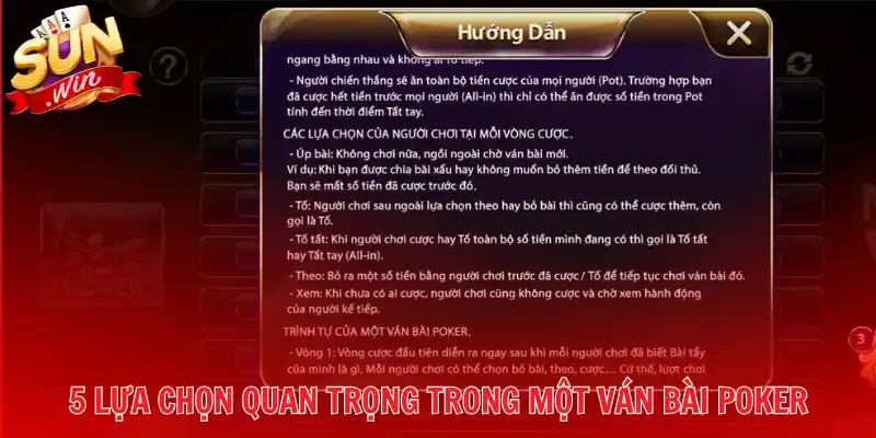5 lựa chọn quan trọng trong một ván bài Poker